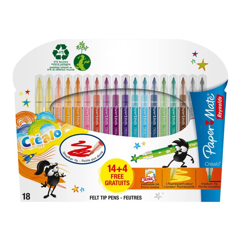 3501179945866-Reynolds Paper Mate Crealo - 18 Feutres - Pointe moyenne -P_661900_1-0