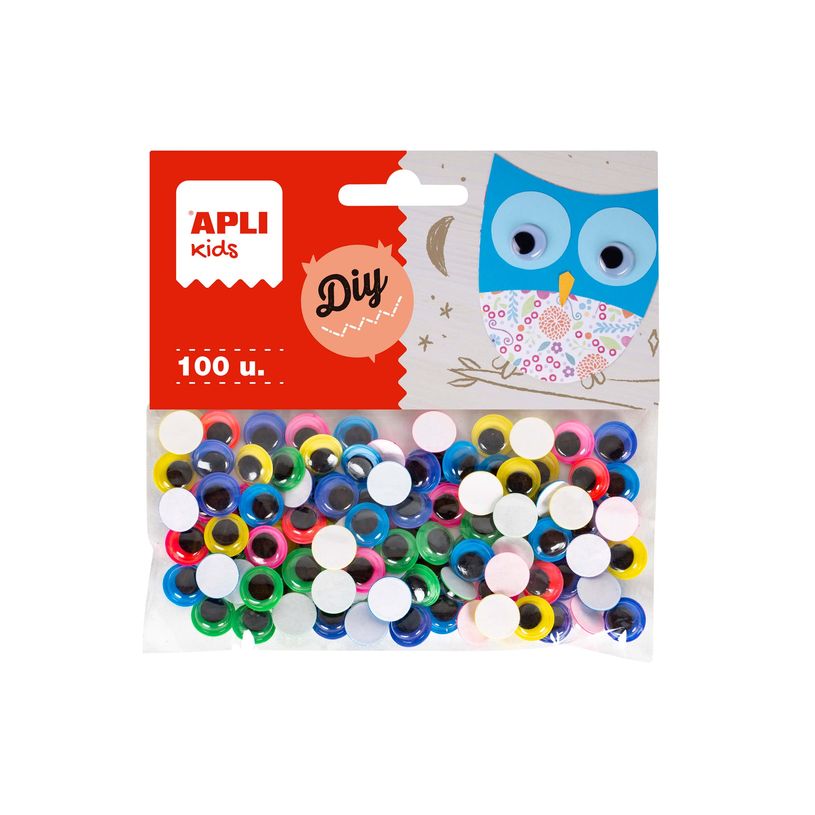 8410782182559-APLI kids Diy - Jeu d'adhésifs de décoration - 100 pièces - yeux mobiles - 10 mm diameter - jaune, bleu, Fuchs-P_665282_2-0