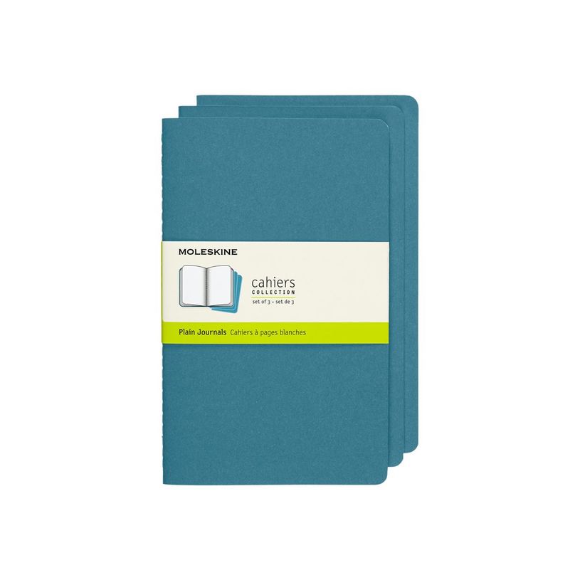 8058647629629-Moleskine Cahier - Journal - reliure cousue - large - 130 x 210 mm - papier ivoire - uni - brisk blue-P_665590_2-0