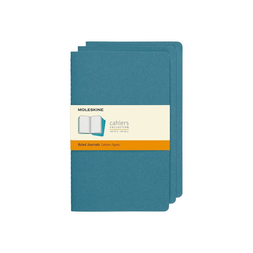 8058647629599-Moleskine Cahier - Journal - reliure cousue - large - 130 x 210 mm - papier ivoire - ligné - brisk blue-P_665591_2-0