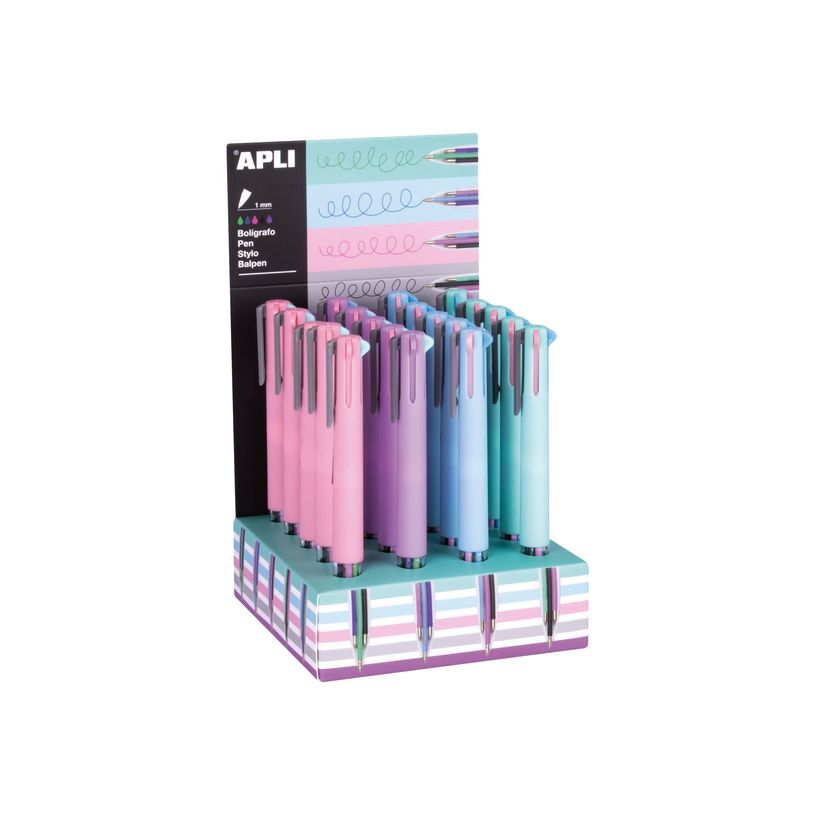 8410782183075-APLI Nordik collection - stylo roller 5 couleurs - bleu, vert, rose, gris, lilas-P_667303_1-0