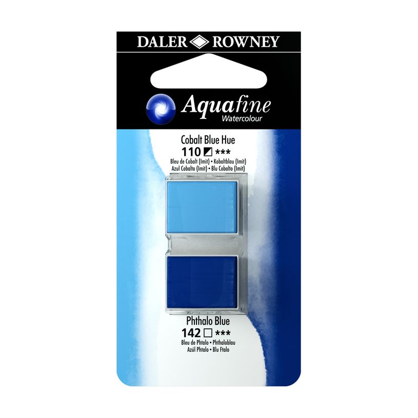 5011386118000-Daler-Rowney Aquafine - Ensemble de peinture - 2 parties - aquarelle - 2 couleurs - bleu cobalt,-P_669651_1-0