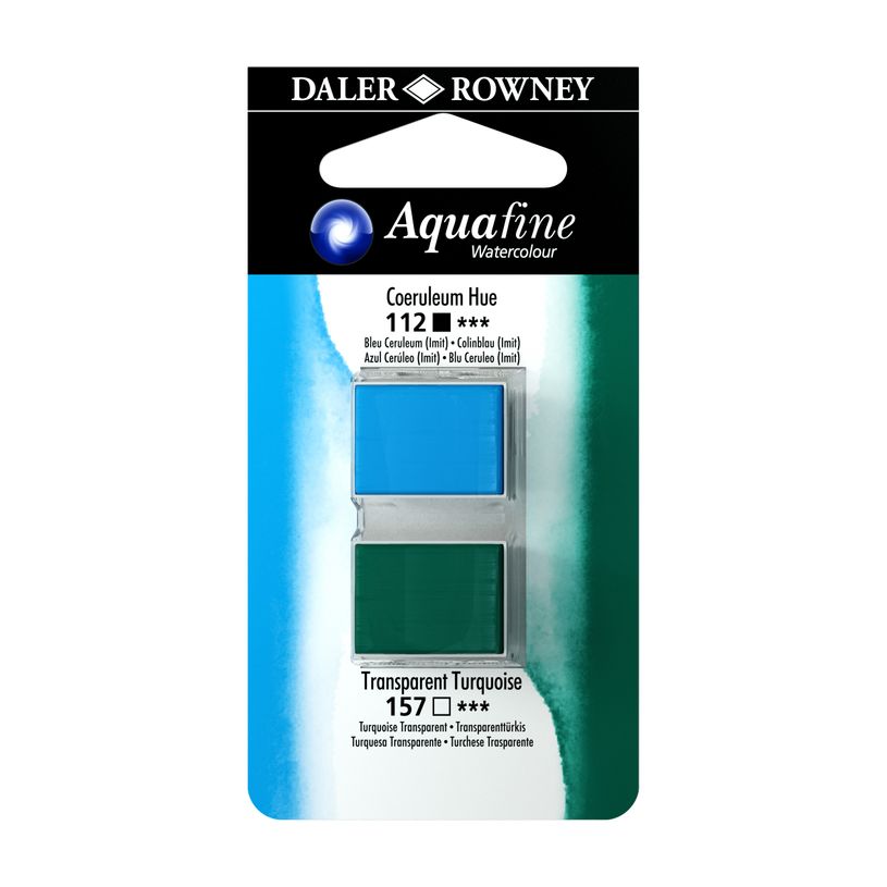 5011386118017-Daler-Rowney Aquafine - Ensemble de peinture - 2 parties - aquarelle - 2 couleurs - teinte coeruleum, turquoise-P_669652_1-0