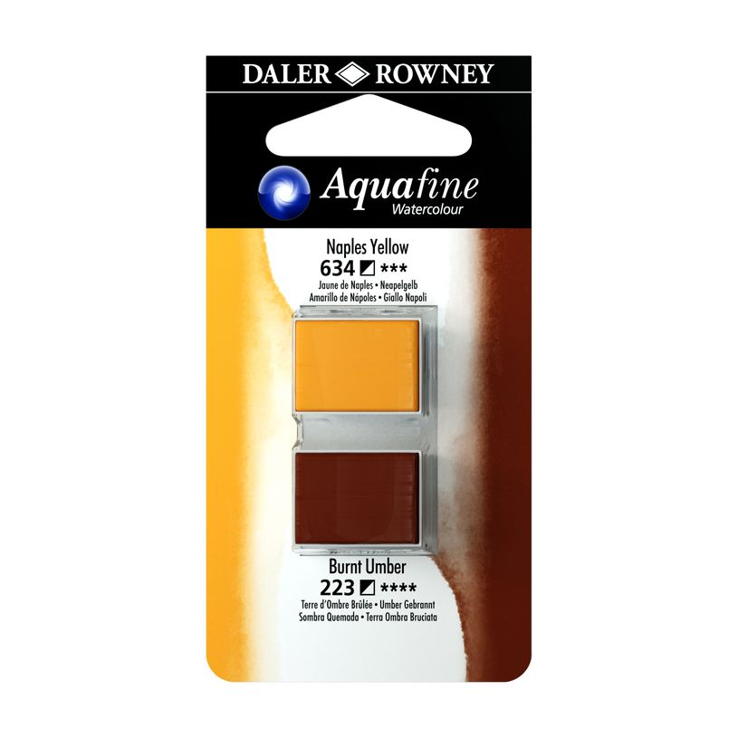 5011386118079-Daler-Rowney Aquafine - Ensemble de peinture - 2 parties - aquarelle - 2 couleurs - jaune napolitain, terre d'om-P_669658_1-0