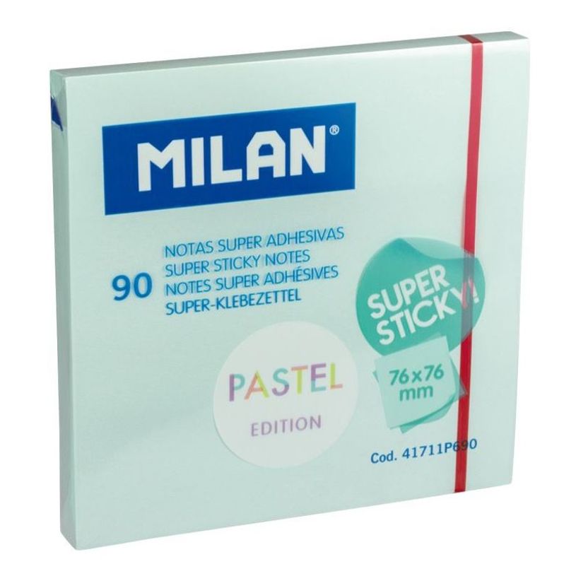 8411574089919-Milan Pastel Super Sticky - Notes - 76 x 76 mm - 90 feuilles - bleu pastel-P_669849_2-0