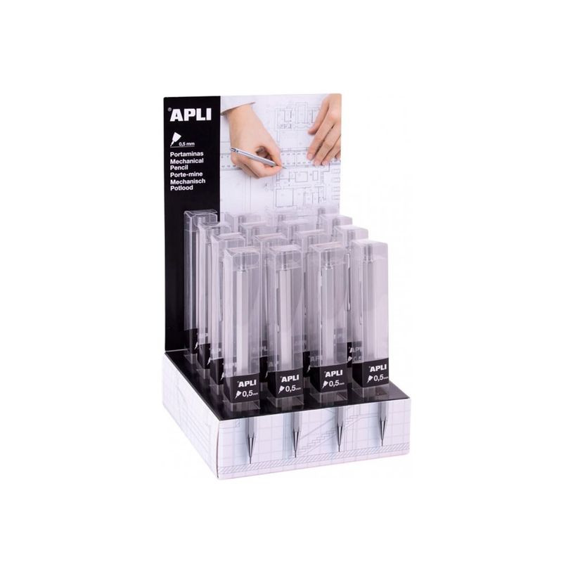 8410782185147-APLI - Porte-mine - 0.5 mm - rétractable - avec gomme (pack de 16)-P_669953_2-0
