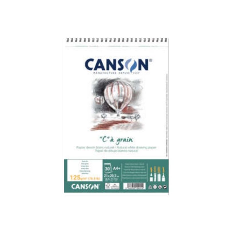3148950104014-Canson "C" à grain - Album - reliure à spirale - A4 Plus (210 x 297 mm) - 30 feuilles - bla-P_669991_1-0