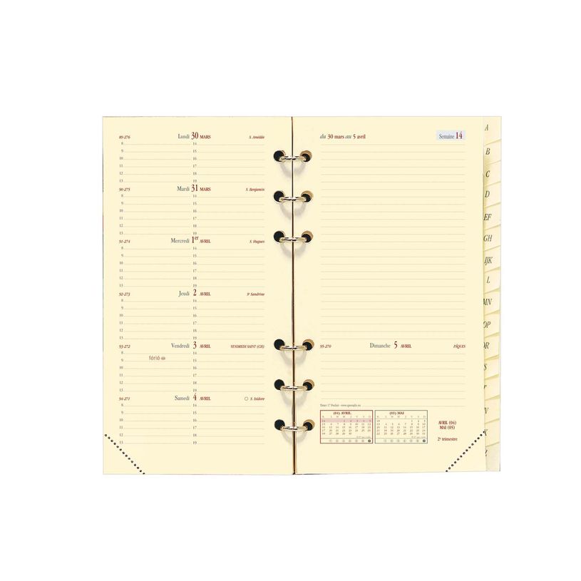 3371010161270-Recharge pour organiseur Timer 17 Pocket - 1 semaine sur 2 pages - 9 x 17 cm - papier ivoire - Quo Vadi--0