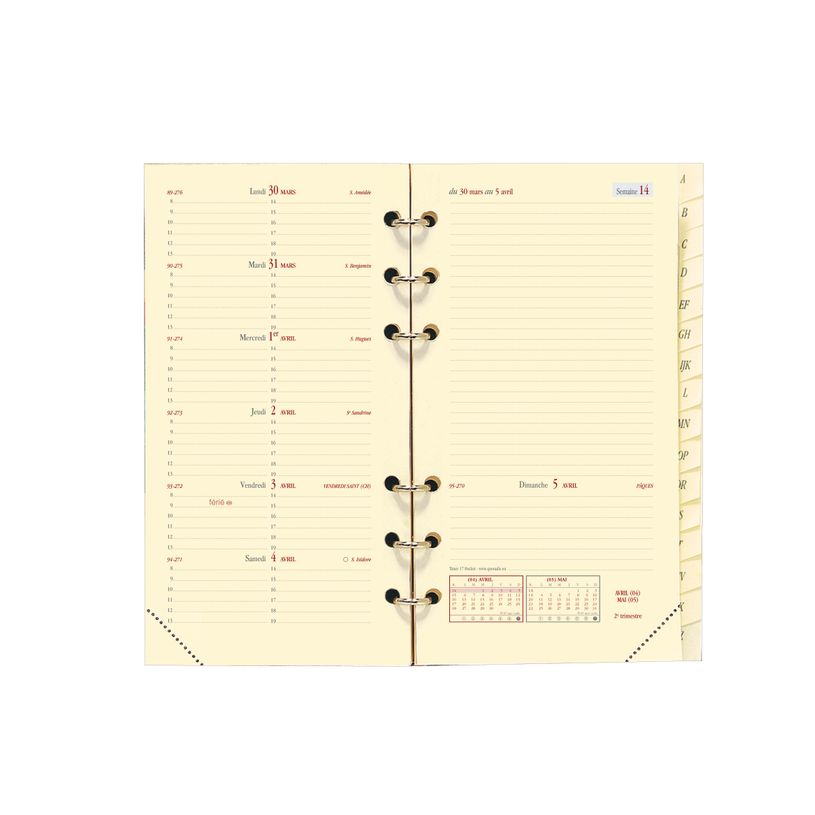 3371010161270-Quo Vadis - Recharge Organiseur - 2027 - Timer 17 Pocket - Semainier Planning - Français - 13 mois de décembre à décembre - 9x17 cm - Papier Clairefontaine ivoire - Fabri--0