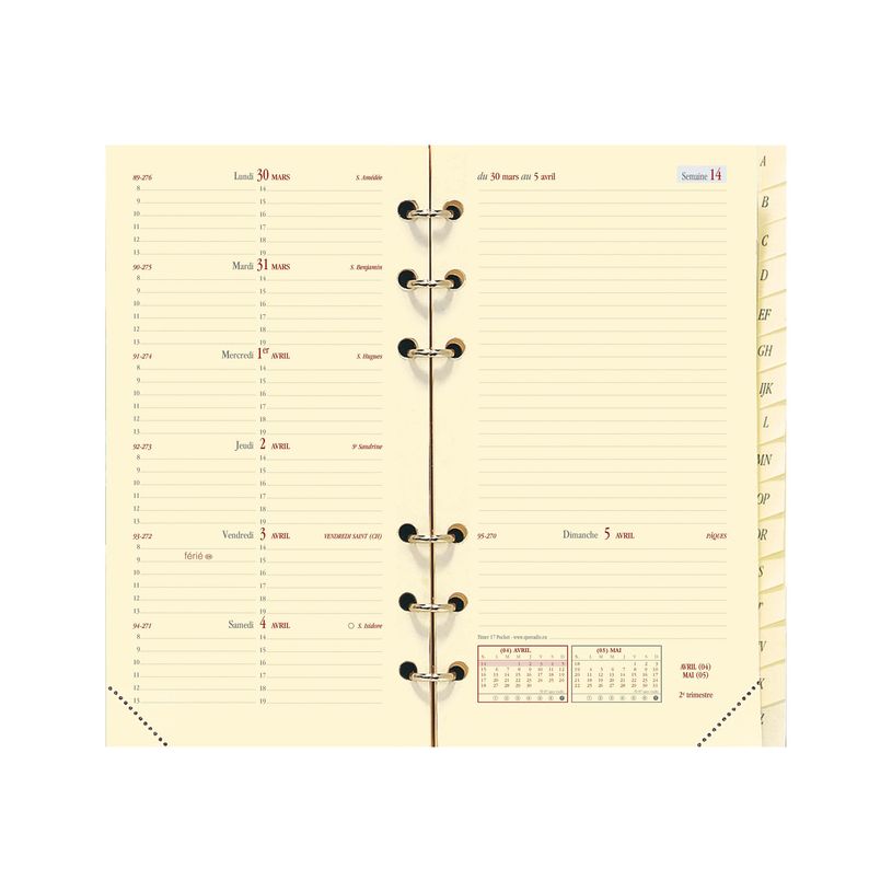 3371010161270-Quo Vadis - Recharge Organiseur - 2027 - Timer 17 Pocket - Semainier Planning - Français - 13 mois de déce-P_670008_4-2