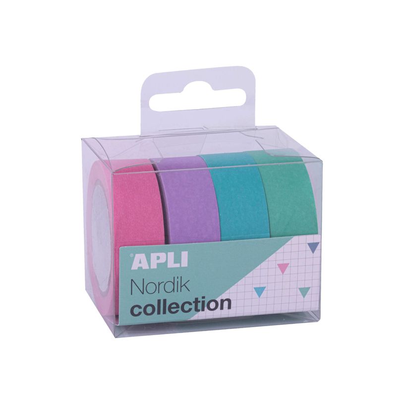 8410782188162-Apli Nordik Collection - 4 rubans washi - 15 mm x 10 m - rose, vert émeraude, mauve, bleu tu-P_672275_3-0