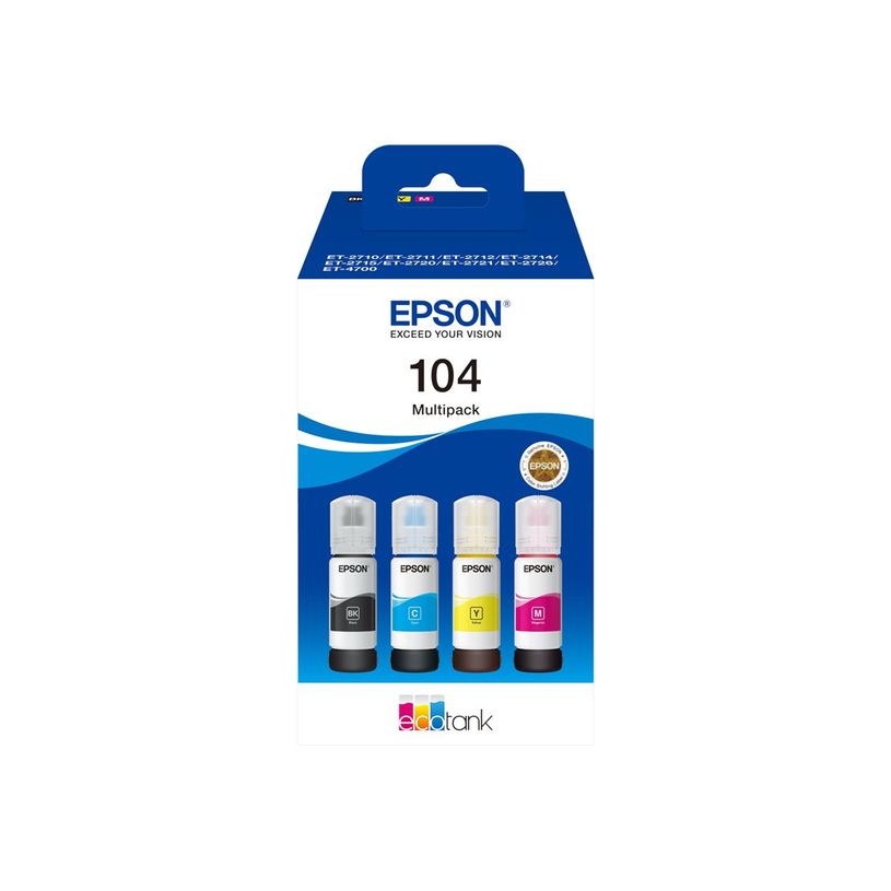 8715946684888-Epson EcoTank 104 - pack de 4 - noir, jaune, cyan, magenta - réservoir d'encre original-P_672720_4-9