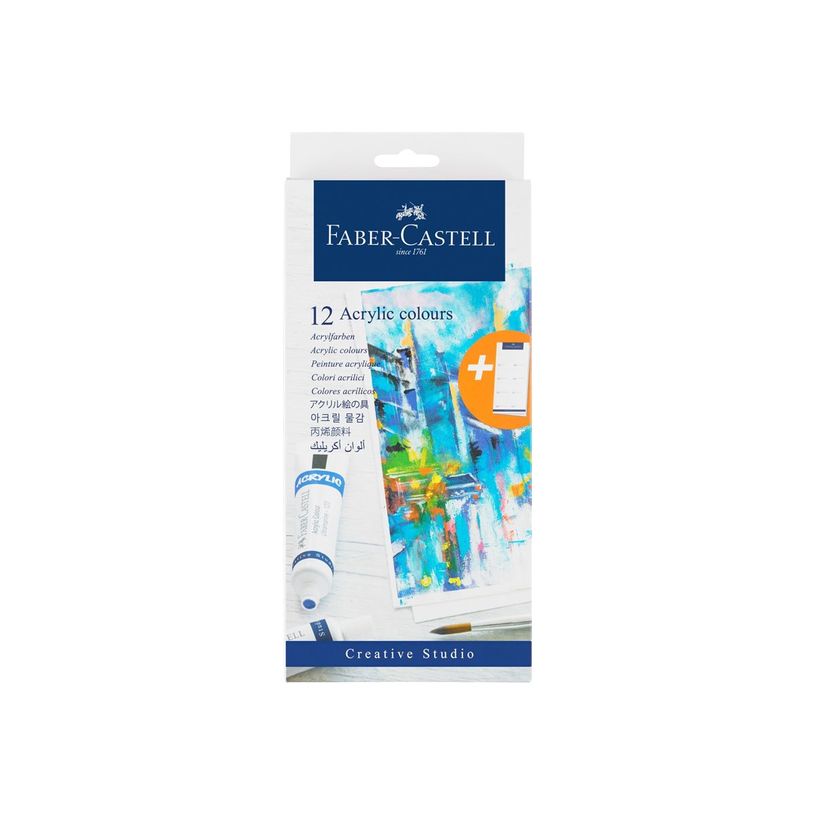 8901180792124-Faber-Castell Creative Studio - 12 Tubes de peinture acrylique - couleurs assorties - 20 ml-P_672741_1-2
