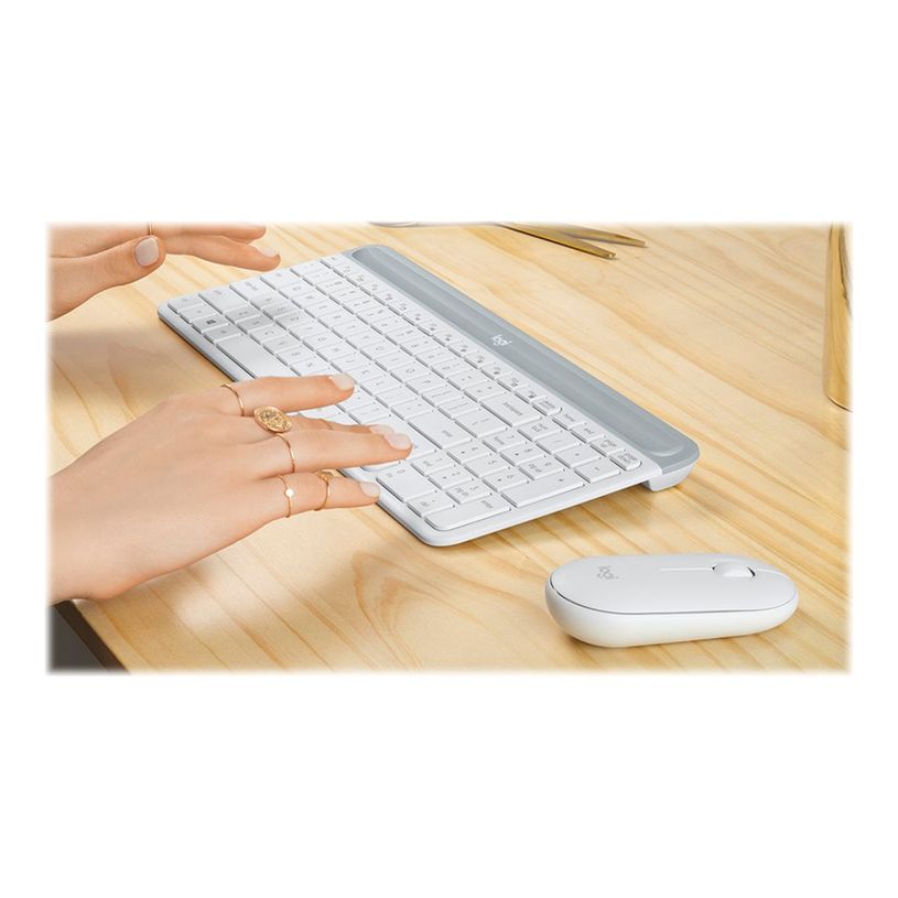 5099206086555-Logitech Slim Wireless Combo MK470 - Ensemble clavier et souris - blanc cassé-P_674625_10-5