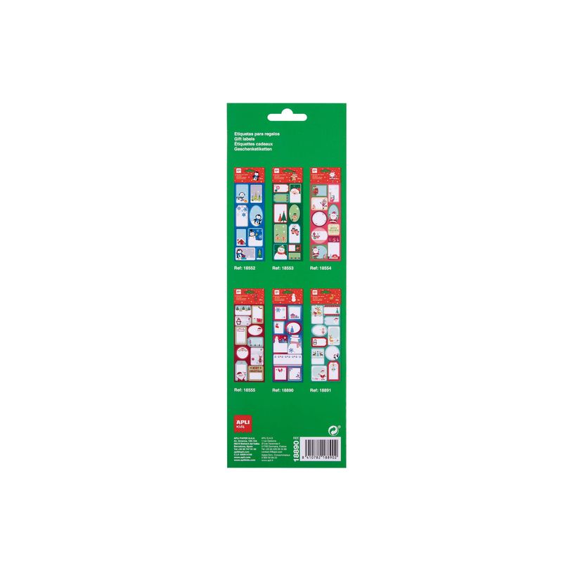 8410782188902-Apli kids - 9 étiquettes cadeau - 100 x 305 mm - Noël/bonhomme de neige-P_674862_1-1
