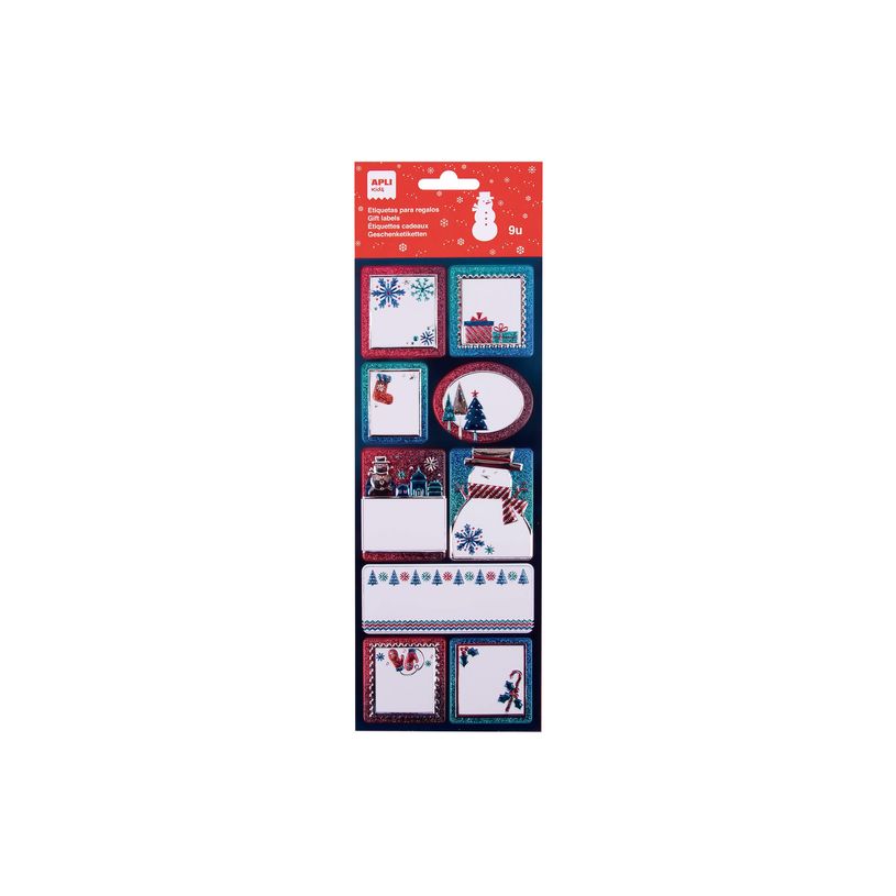 8410782188902-Apli kids - 9 étiquettes cadeau - 100 x 305 mm - Noël/bonhomme de neige-P_674862_2-2