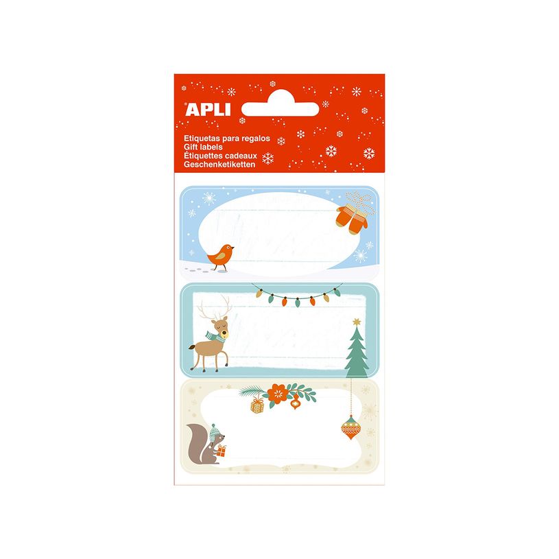 8410782190202-Apli kids - 9 étiquettes cadeau - 73 x 35 mm - Noël/écureuil-P_674864_1-0