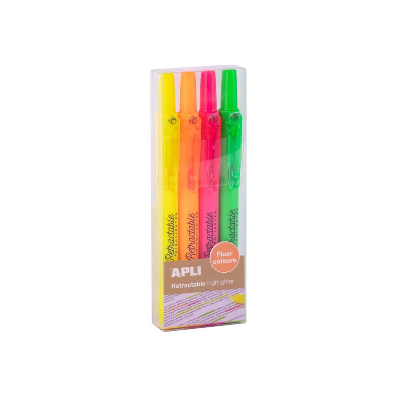 8410782189329-Apli Agipa - Pack de 4 surligneurs fluos rétractables - couleurs assorties-P_676550_2-1