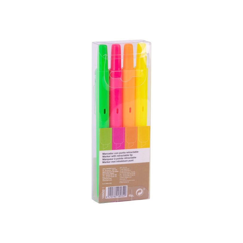 8410782189329-Apli Agipa - Pack de 4 surligneurs fluos rétractables - couleurs assorties-P_676550_4-2