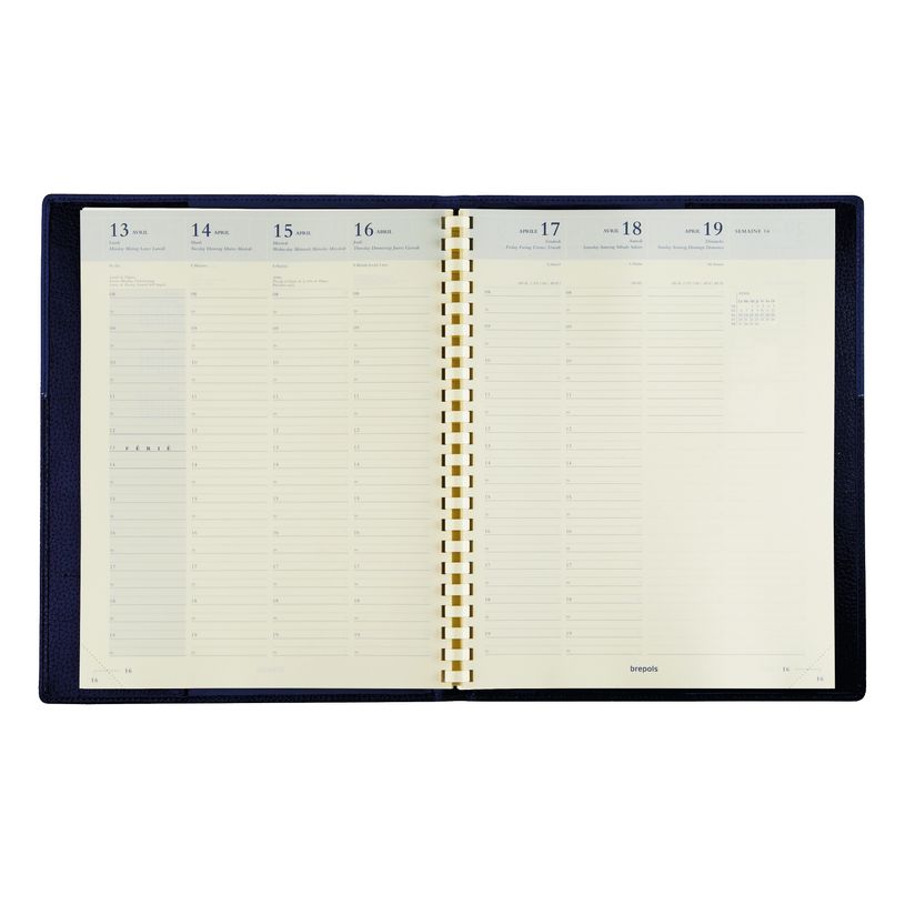 5412303124454-Agenda spiralé Genova Omega 27 - 1 semaine sur 2 pages - 21 x 27 cm - noir - Brepols--1