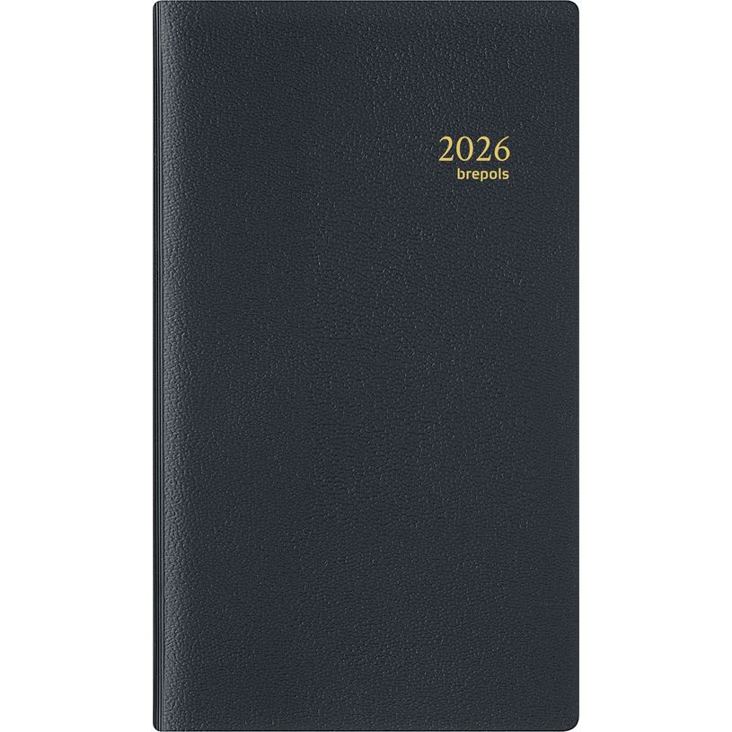 5412303124591-Agenda de poche spiralé Genova Interplan - 1 semaine sur 2 pages - 8,9 x 16 cm - noir - Brepols--0