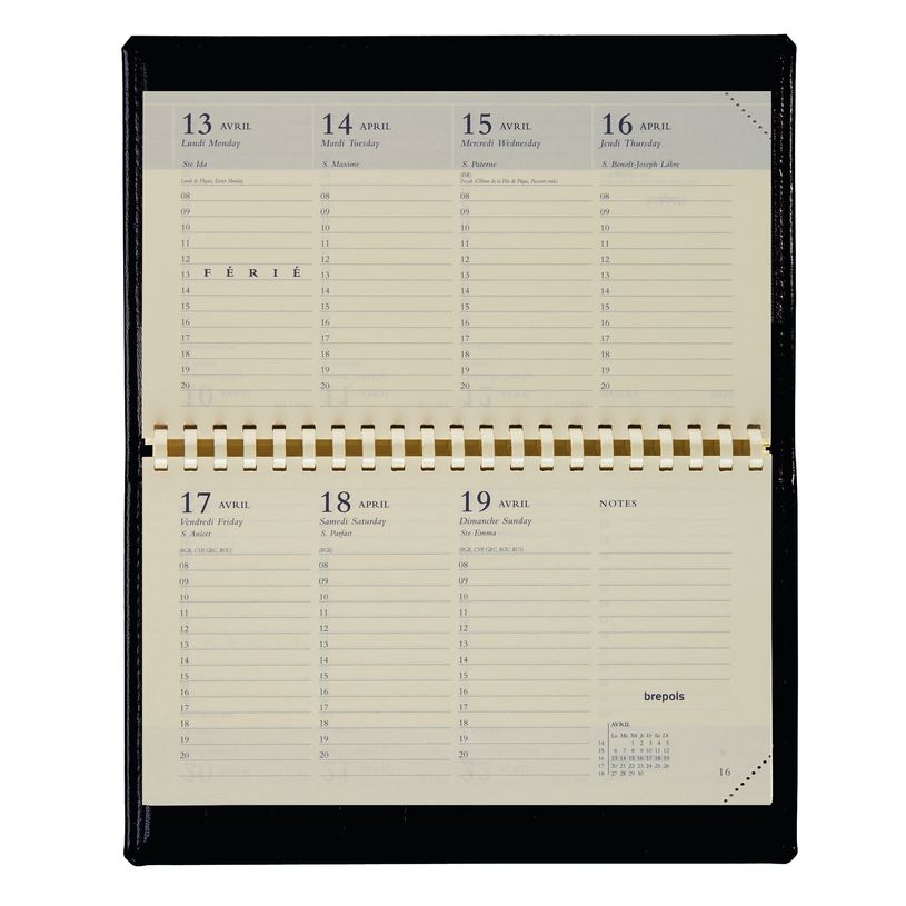 2012349430903-Agenda de poche spiralé Accent Genova - 1 semaine sur 2 pages à l'horizontal - 8,9 x 16 cm - Brepols--1