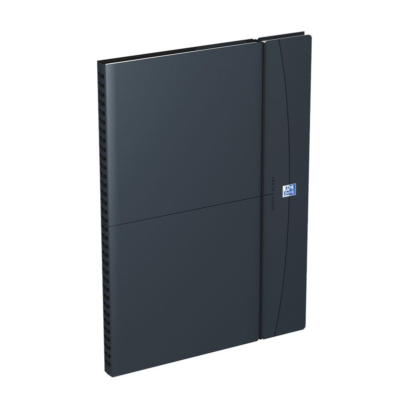 3147280190964-Agenda à élastique Office - 1 semaine sur 2 pages - 21 x 29,7 cm - gris/noir - Oxford--0