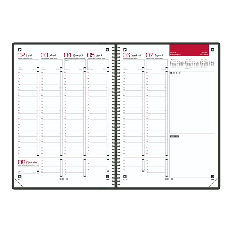 3147280191008-Agenda à élastique Office - 1 semaine sur 2 pages - 15 x 21 cm - gris/noir - Oxford-P_77021300_1-2