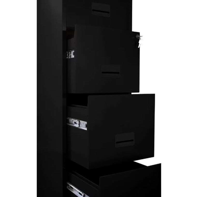3219090950578-Classeur 4 tiroirs pour dossiers suspendus - 125,6 x 40 x 40 cm - noir--1