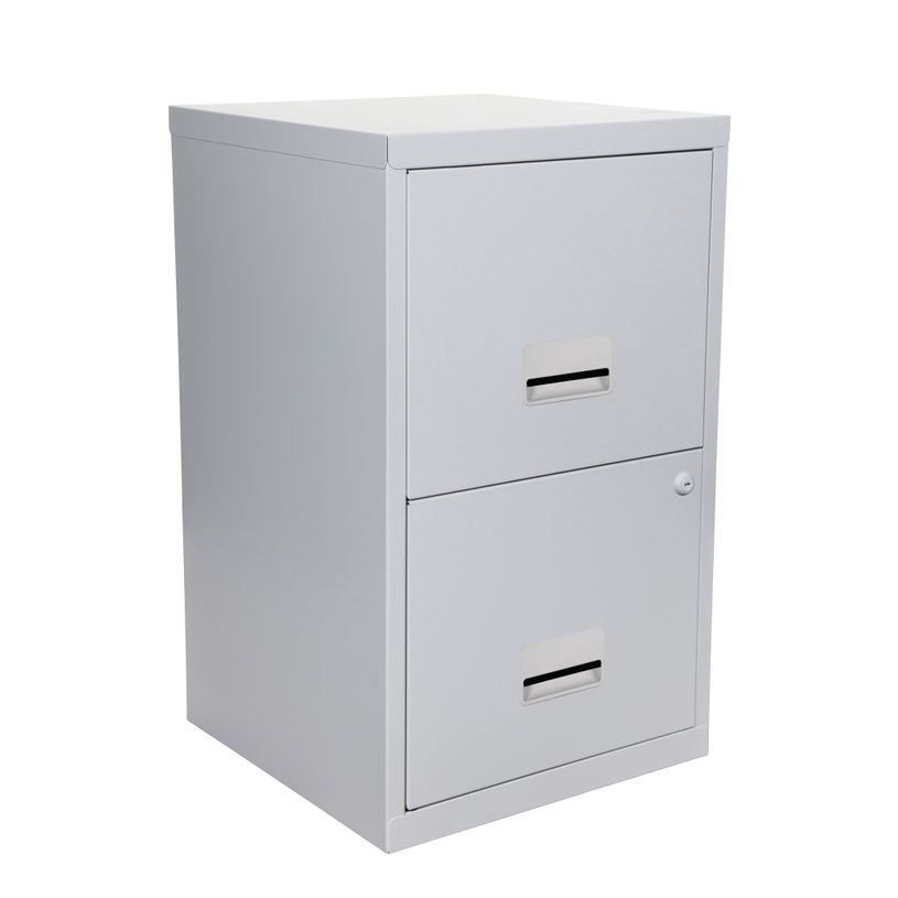 3219095950016-Classeur 2 tiroirs pour dossier suspendus - 66 x 40 x 40 cm  - aluminium--0