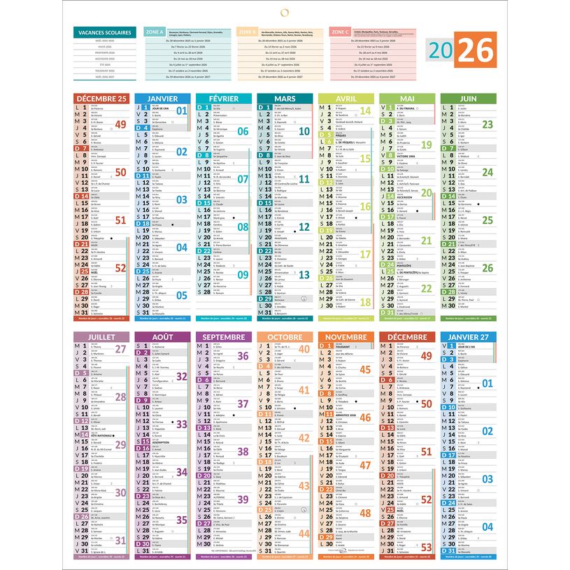 3592930026702-Calendrier bancaire année civile BOUCHUT "Carte de France" 43 x 55 cm Pefc 70 %--0