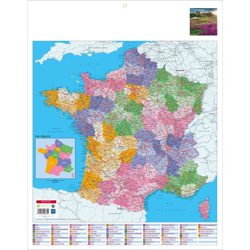 3592930026702-Calendrier bancaire année civile BOUCHUT "Carte de France" 43 x 55 cm Pefc 70 %--1