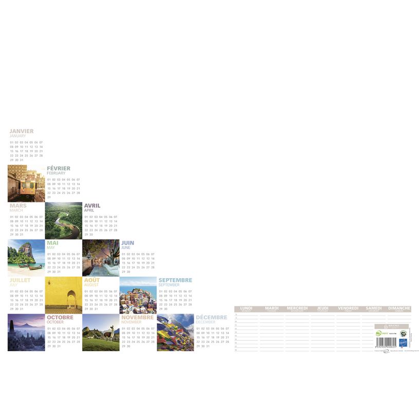 3592930000825-Sous-main 25 feuillets année civile BOUCHUT "Mosaïque Perpétuel" 38,5 x 54 cm Pefc 70 %--0