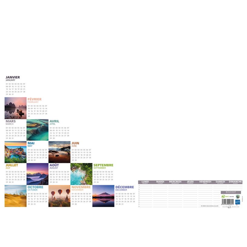 3592930000825-Sous-main 25 feuillets année civile BOUCHUT "Mosaïque Perpétuel" 38,5 x 54 cm Pefc 70 %--1