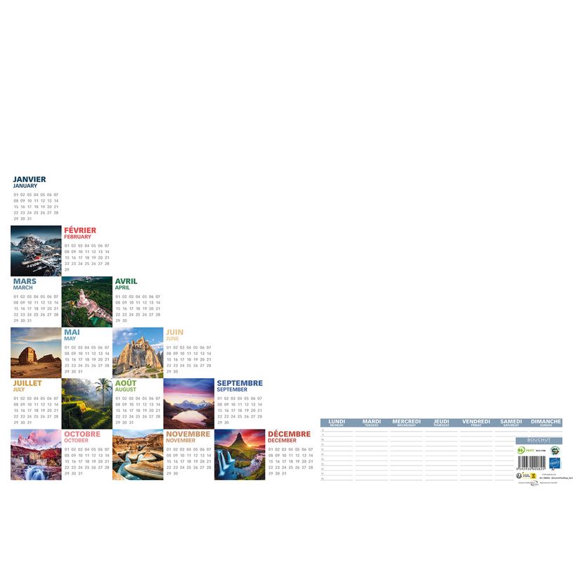 3592930000825-Sous-main 25 feuillets année civile BOUCHUT "Mosaïque Perpétuel" 38,5 x 54 cm Pefc 70 %--2