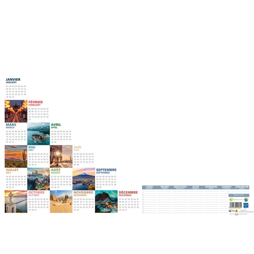 3592930000825-Sous-main 25 feuillets année civile BOUCHUT "Mosaïque Perpétuel" 38,5 x 54 cm Pefc 70 %--3