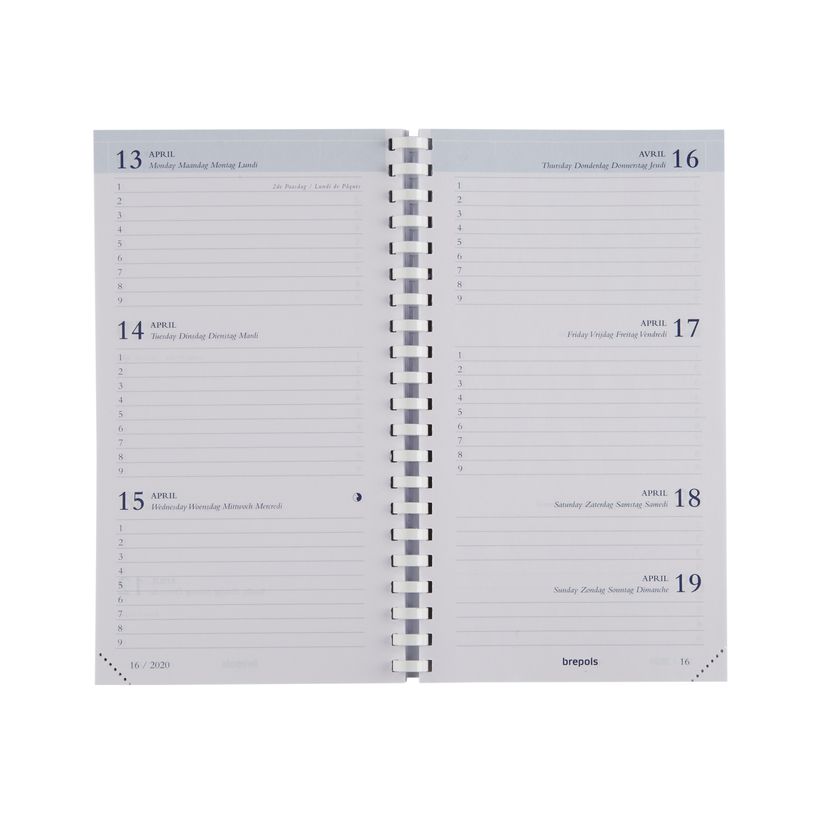 5412303009386-Agenda de poche PVC Seta - 1 semaine sur 2 pages - 9 x 16 cm - 3 couleurs disponible - Brepols--1