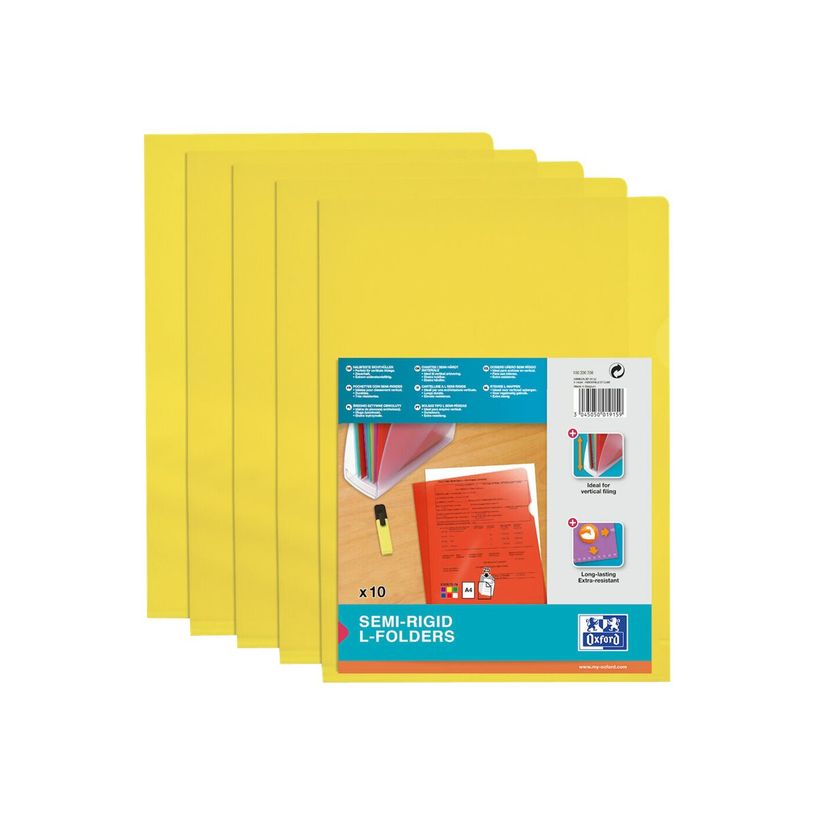 3045050019159-M STAR - 10 Pochettes coin -  A4 - pour 25 feuilles - 15/100 - jaune-P_78071508_2-1