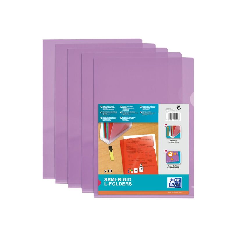 3045050019166-M STAR - 10 Pochettes coin -  A4 - pour 25 feuilles - 15/100 - violet-P_78071511_2-1
