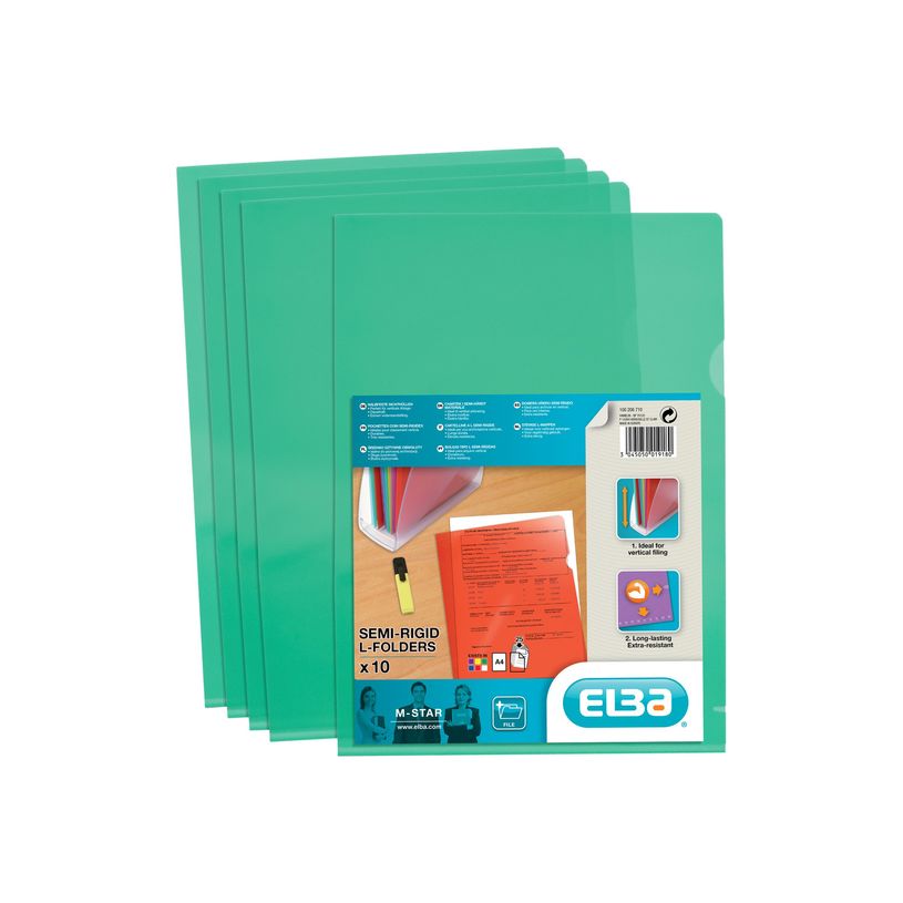 3045050019180-M STAR - 10 Pochettes coin -  A4 - pour 25 feuilles - 15/100 - vert-P_78071515_1-0