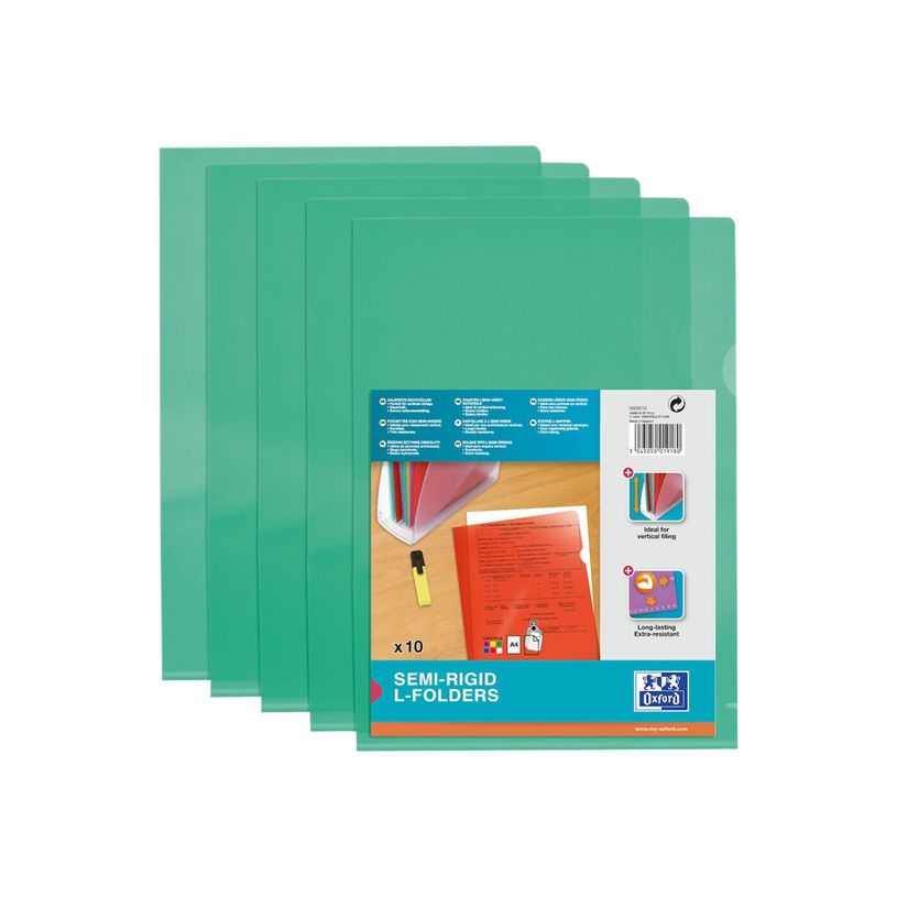 3045050019180-M STAR - 10 Pochettes coin -  A4 - pour 25 feuilles - 15/100 - vert-P_78071515_2-1