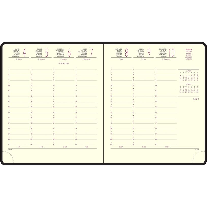 3660942012416-Agenda Barbara Eurotime 18 - 1 semaine sur 2 pages - 15 x 17 cm - disponible dans différentes couleurs--2