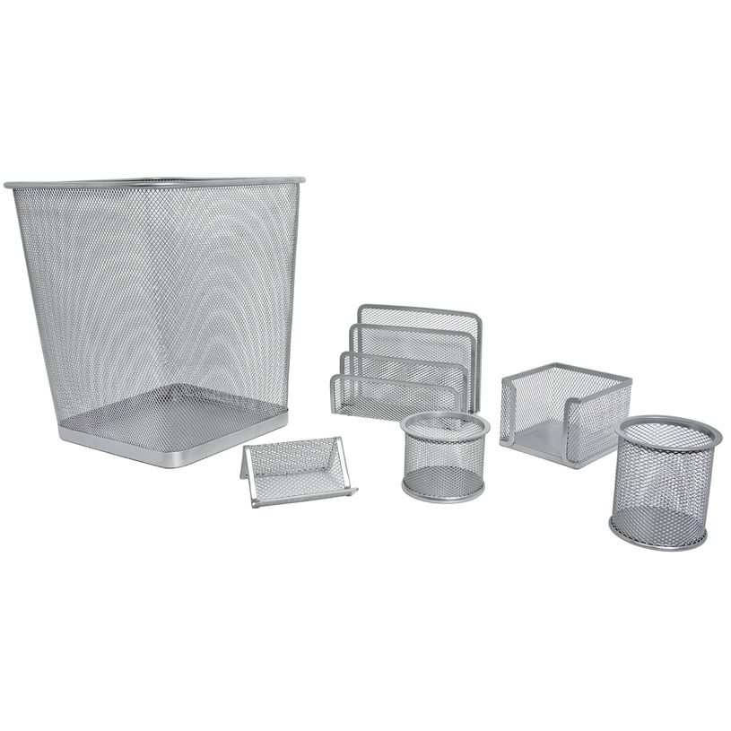 3173745165574-Carpentras Sign - Parure de bureau métal ajouré - 6 pièces - argent-P_79001072_1-0