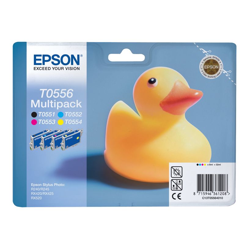 0400791306167-Epson T0556 Canard - Pack de 4 - noir, cyan, magenta, jaune - cartouche d'encre originale-P_79130616_1-0