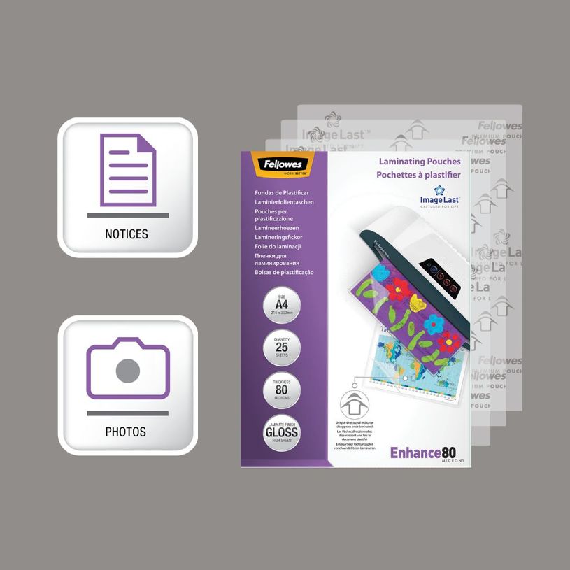 077511539626-Fellowes - 25 pochettes de plastification A4 (216 x 303 mm) - 80 microns - brillantes --4