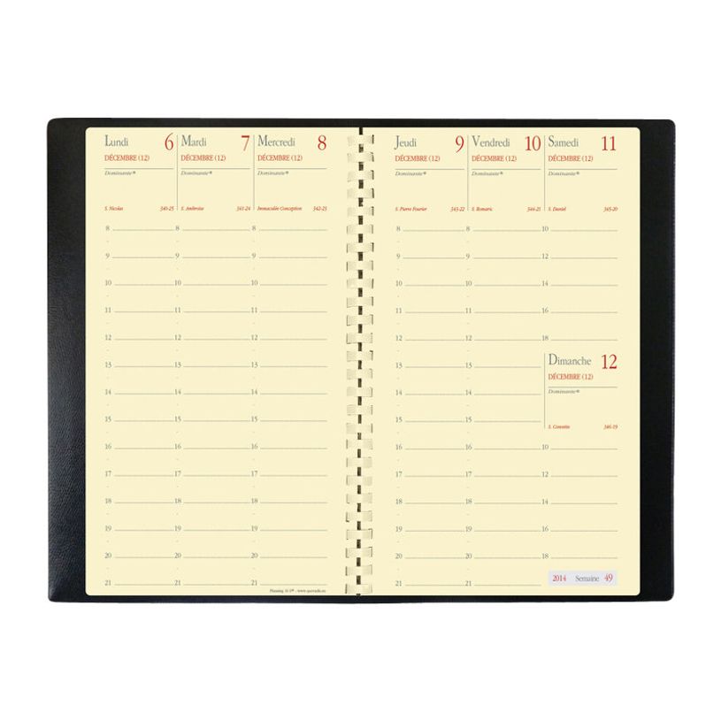 3371010213108-Quo Vadis Planning 16 Spiralé Impala - Diario semanal - 2019 - vista de la semana - comb-bound - 90 x 160 mm - rectangular - 144 páginas - papel marfil - tapa negra - rec-P_79138895_5-7