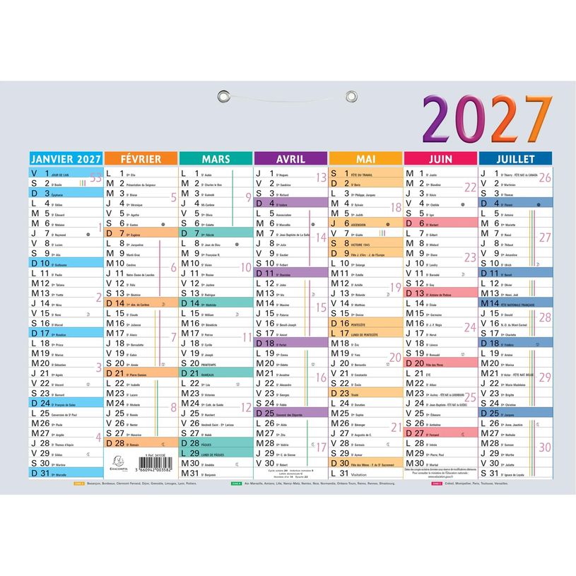3660942003582-Calendrier Multicolore - 7 mois par face - 55 x 40,5 cm - Exacompta--0