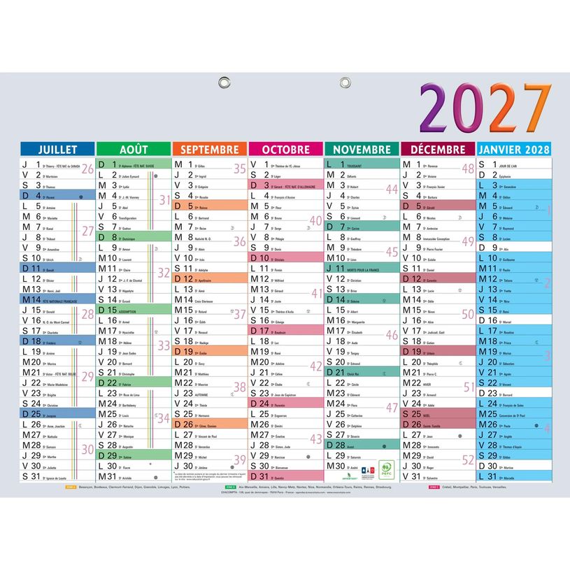 3660942003582-Calendrier Multicolore - 7 mois par face - 55 x 40,5 cm - Exacompta--1