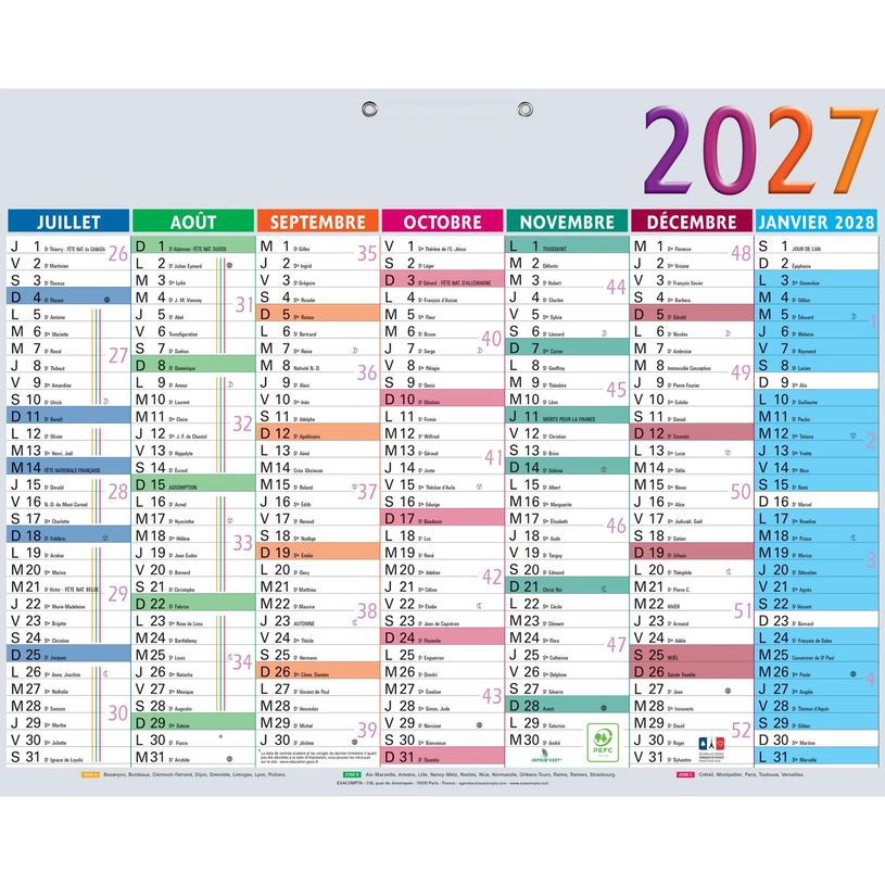 3660942003599-Calendrier Multicolore - 7 mois par face - 43 x 33,5 cm - Exacompta--1