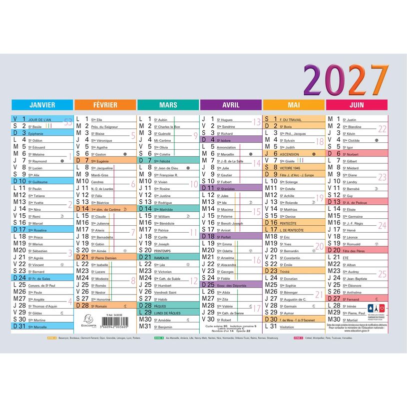 3660942003605-Calendrier Multicolore - 6 mois par face - 29,5 x 22 cm - Exacompta--0